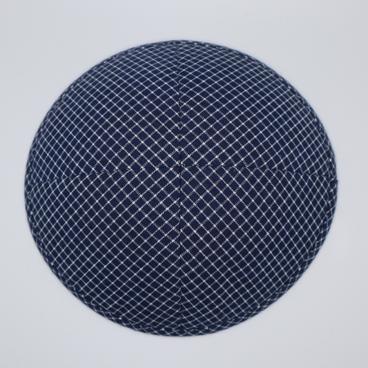 Blue and Gray Grid Kippah